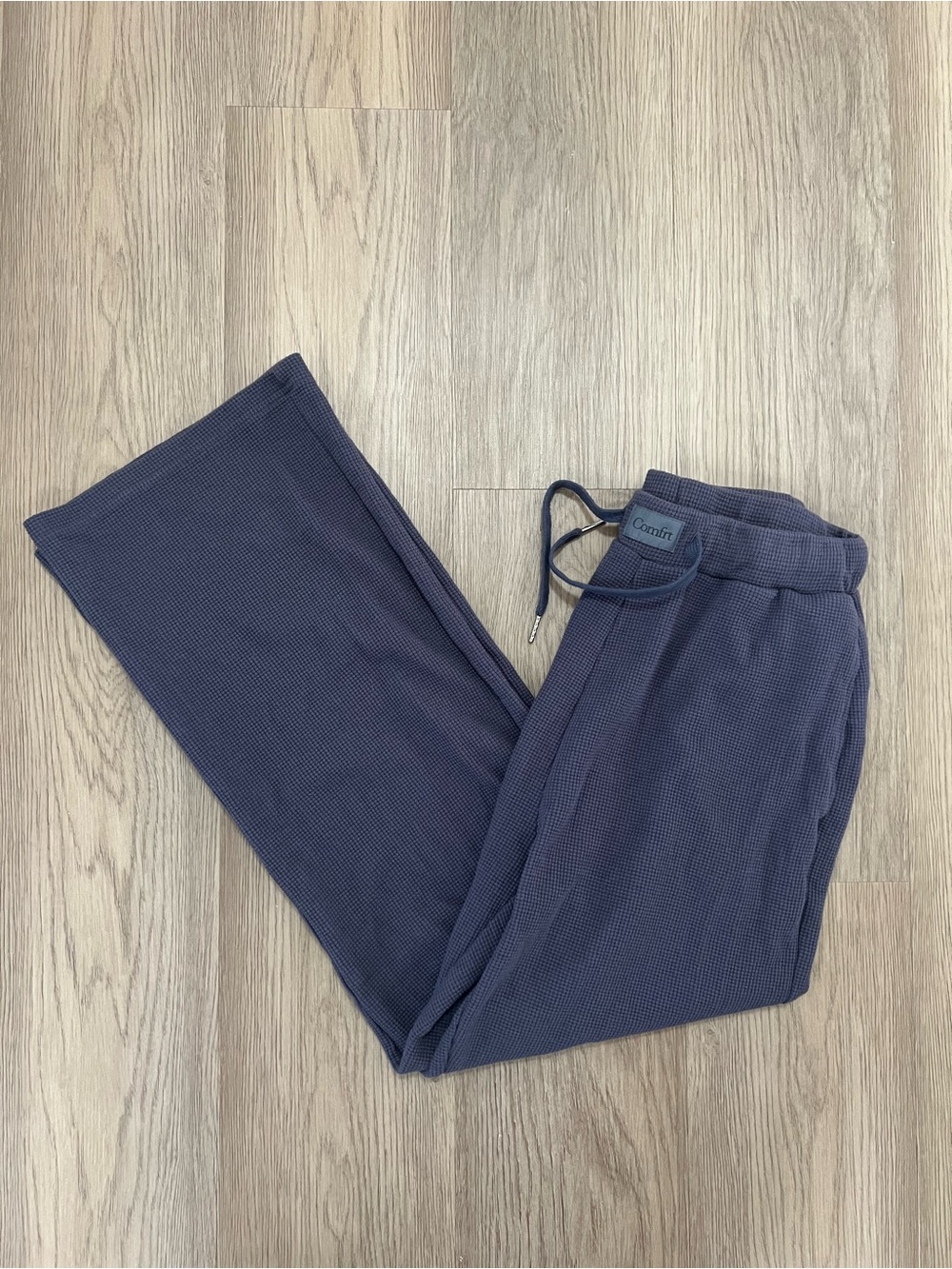 Comfrt Blue Waffle Knit Wide Leg Lounge Sweatpants Size Medium